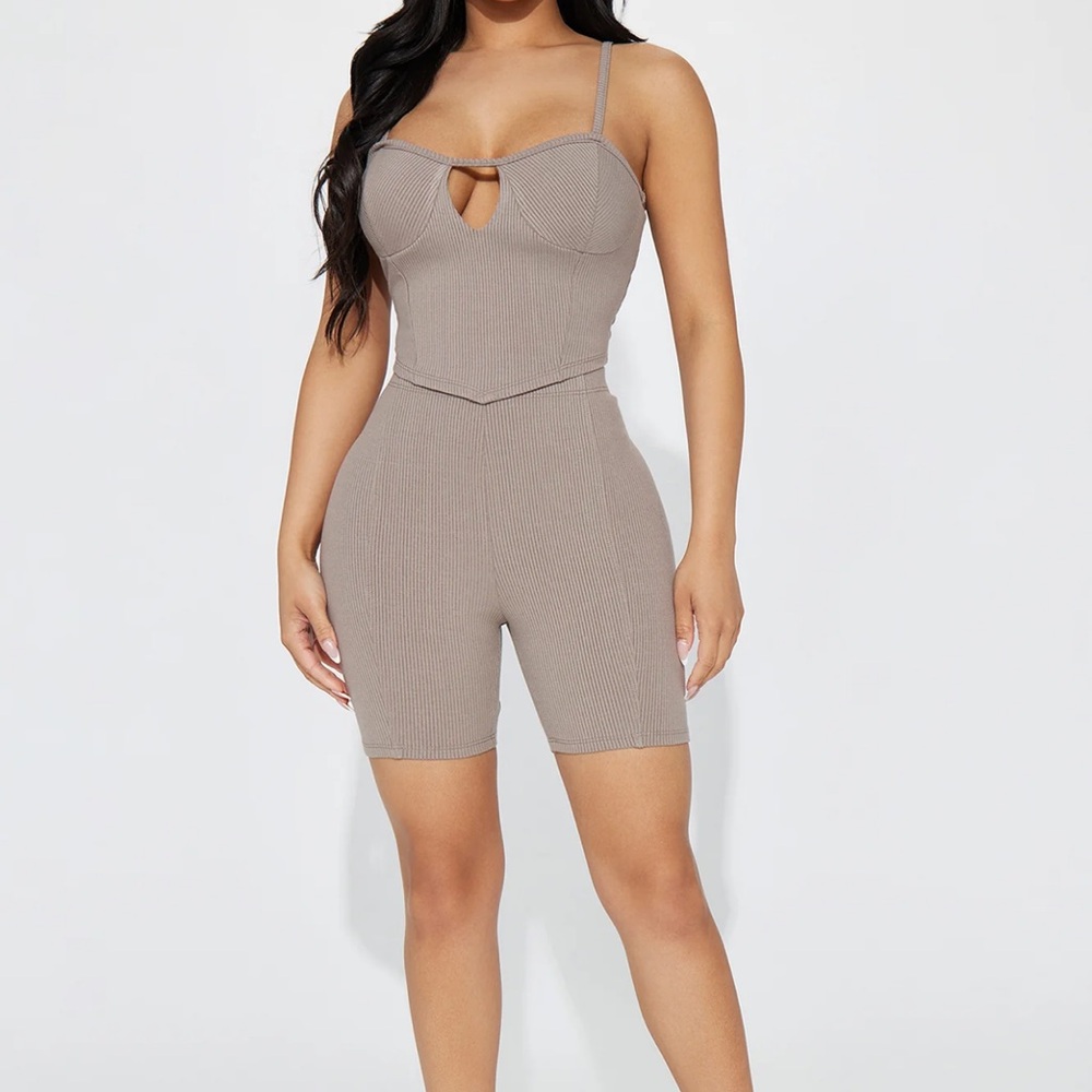 Helen Heavy Rib Short Set - Mocha - Picture 2 of 6